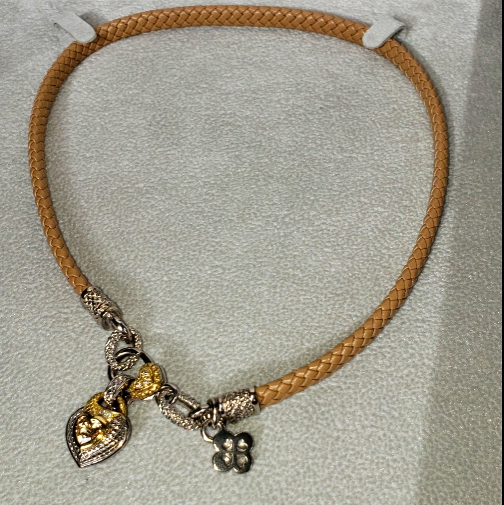 Judith Ripka leather choker with charms